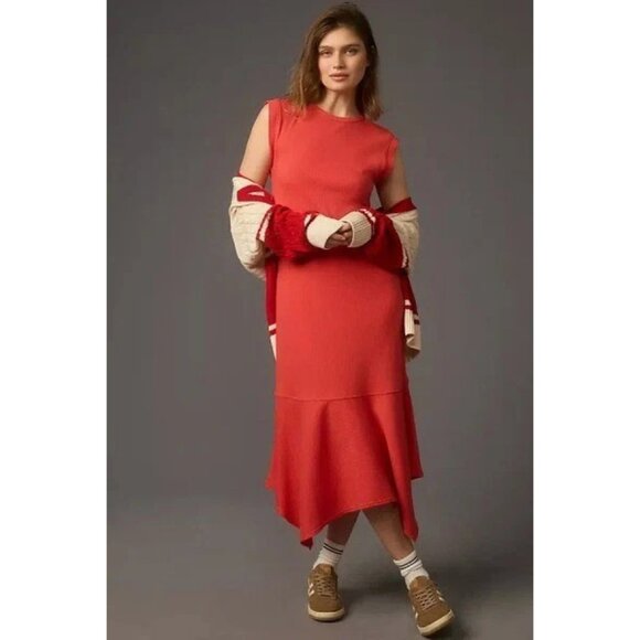Daily Practice by Anthropologie Highline Short-Sleeve Maxi Dress Red M 282983 - Picture 1 of 7